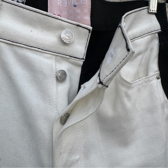REVICE Two-tone Jeans Black White On & Off Again Ex-boyfriend Wavy Denim B&W 28 - Picture 7 of 14